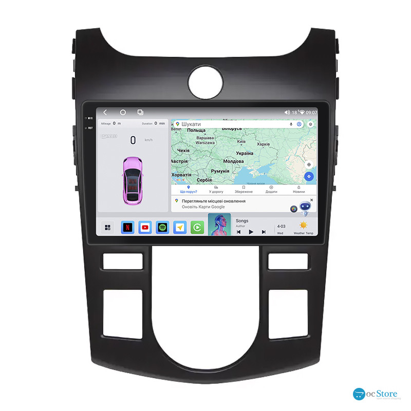 Штатная магнитола Lesko для Kia Forte I 2008-2013 экран 9" 4/64 QLED CarPlay 4G Wi-Fi GPS 360 Prime