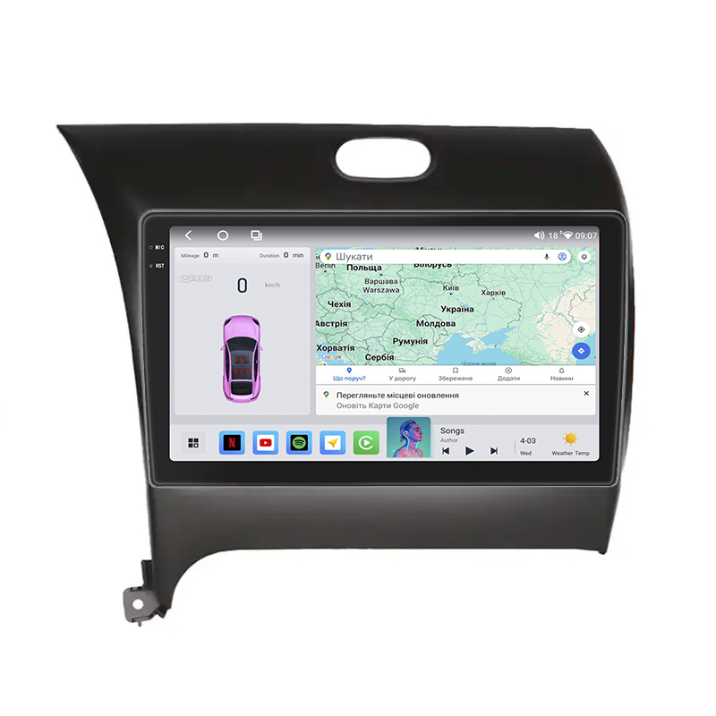 Штатная магнитола Lesko для Kia Forte II Рестайлинг 2016-2018 экран 9" 4/64 QLED CarPlay 4G Wi-Fi GPS 360 Prime