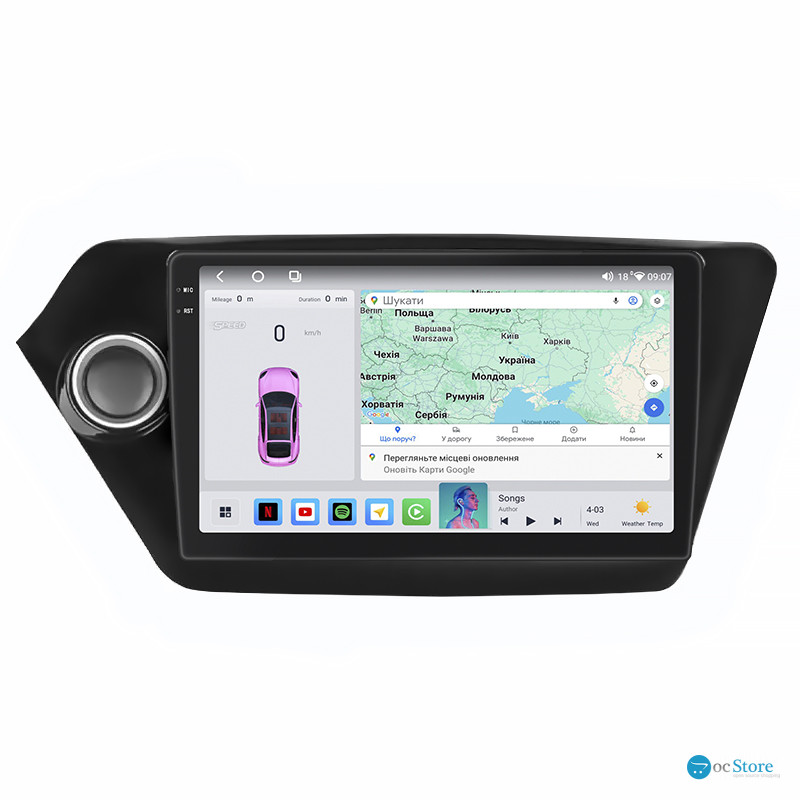 Штатная магнитола Lesko для Kia K2 III (QB) 2011-2017 экран 9" 4/64 QLED CarPlay 4G Wi-Fi GPS 360 Prime