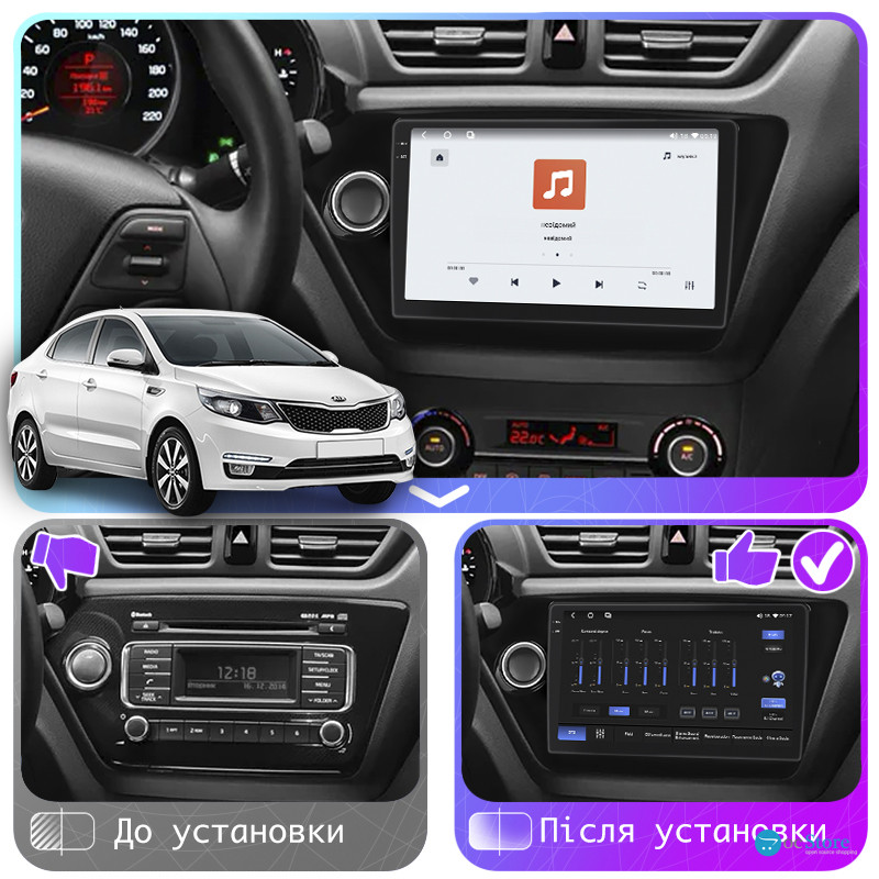 Штатная магнитола Lesko для Kia K2 III (QB) 2011-2017 экран 9" 4/64 QLED CarPlay 4G Wi-Fi GPS 360 Prime