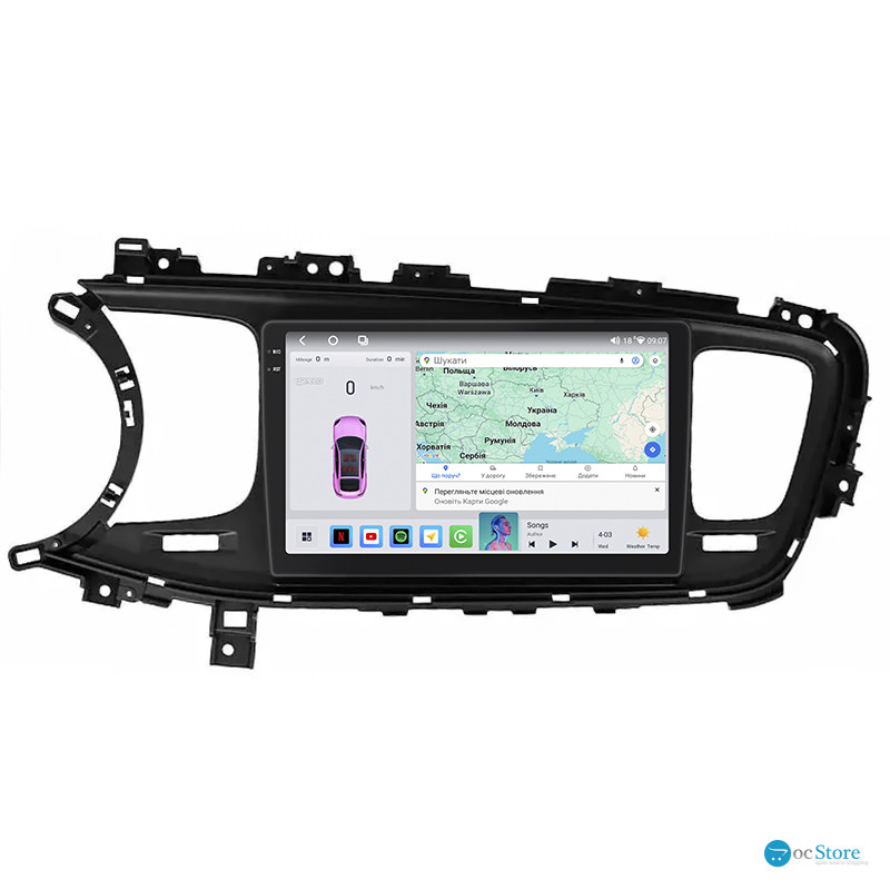 Штатная магнитола Lesko для Kia K5 I Рестайлинг 2013-2015 экран 9" 4/64 QLED CarPlay 4G Wi-Fi GPS 360 Prime