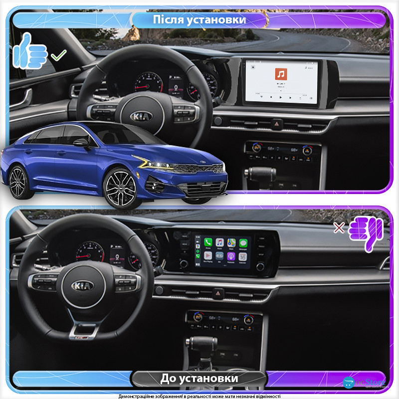 Штатная магнитола Lesko для Kia K5 III 2020-н.в. экран 10" 4/64 QLED CarPlay 4G Wi-Fi GPS 360 Prime