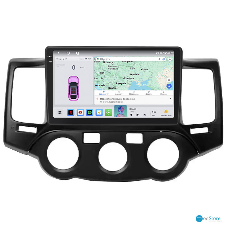 Штатная магнитола Lesko для Kia Magentis II Рестайлинг 2008-2010 экран 9" 4/64 QLED CarPlay 4G Wi-Fi GPS 360 Prime