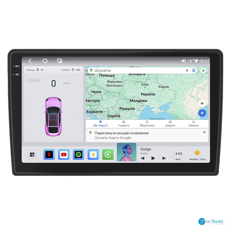 Штатная магнитола Lesko для Kia Optima I 2000-2002 экран 9" 4/64 QLED CarPlay 4G Wi-Fi GPS 360 Prime