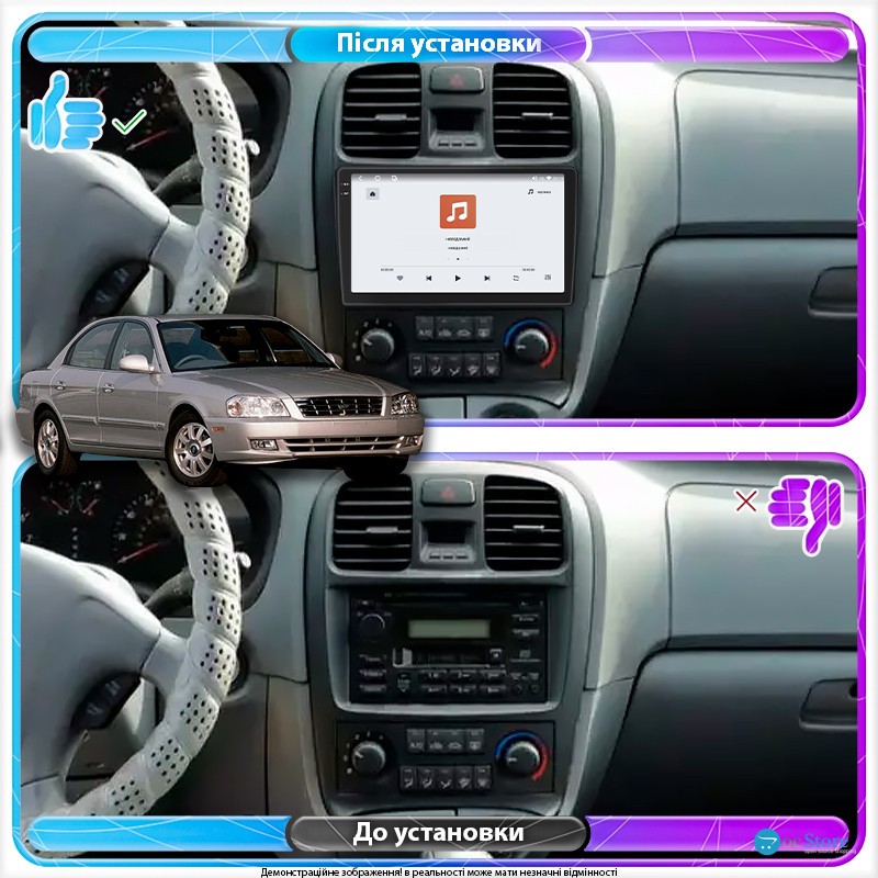 Штатная магнитола Lesko для Kia Optima I 2000-2002 экран 9" 4/64 QLED CarPlay 4G Wi-Fi GPS 360 Prime